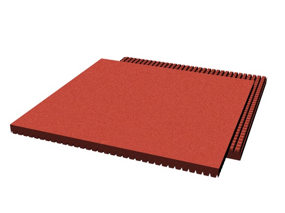 Rubber pavement 500x500x25 mm (raster 15 mm, red)