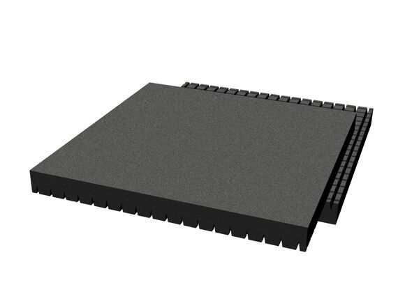 Rubber pavement 500x500x55 mm (raster 28 mm, black)