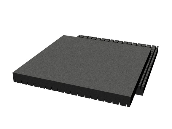 Rubber pavement 500x500x45 mm (raster 28 mm, black)