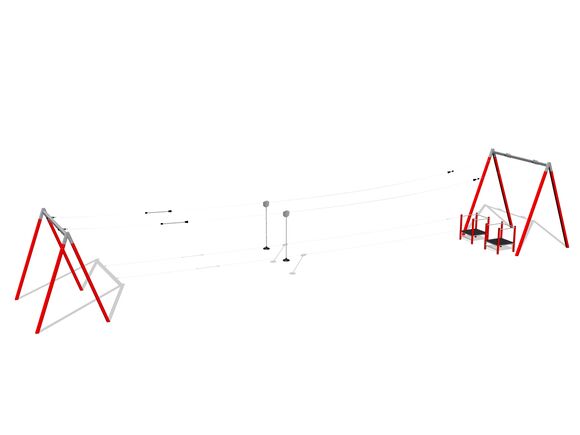 Twin post cableway with a ramps - Red