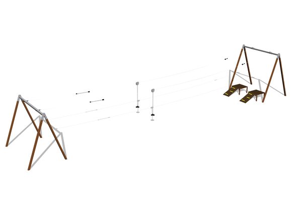 Twin post cableway with a ramps LD031KW - Brown