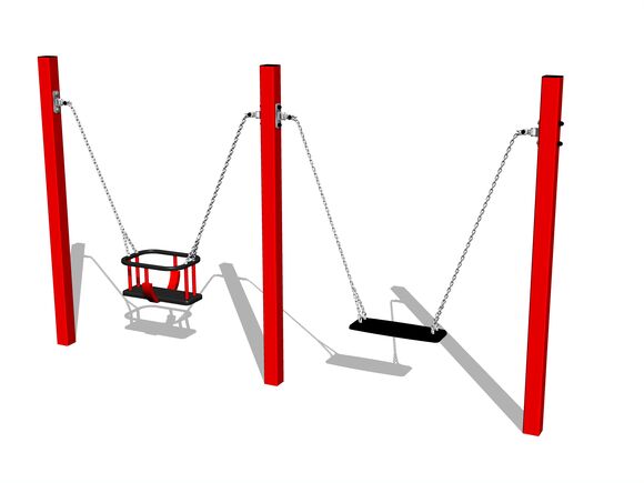 Twin chain swing - Red (f.h. 1,0 m)