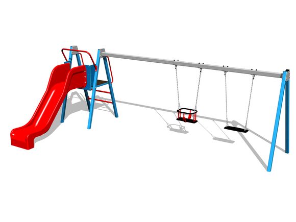 Twin chain swing with a slide RH6252KB - Blue (f.h. 1 m)