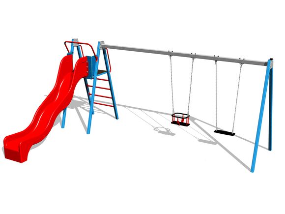 Twin chain swing with a slide RH6252KB - Blue (f.h. 1,5 m)