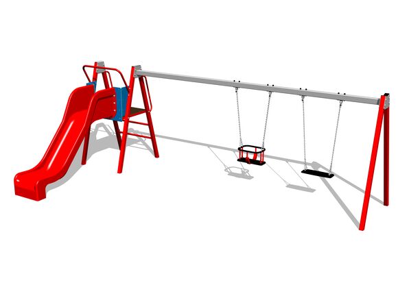 Twin chain swing with a slide RH6252KR - Red (f.h. 1 m)