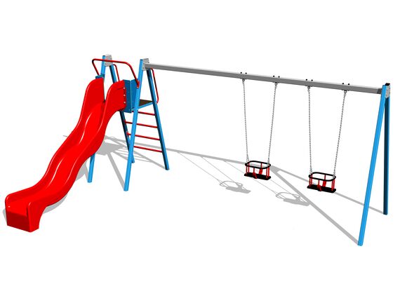 Twin chain swing with a slide RH6253KB - Blue (f.h. 1,5 m)