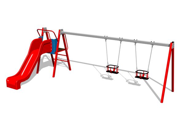 Twin chain swing with a slide RH6253KR - Red (f.h. 1 m)