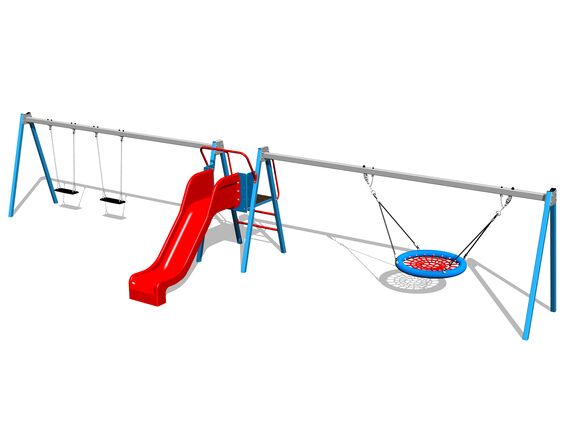 Triple chain swing Nest with slide RH6381KB - Blue (f.h. 1 m)