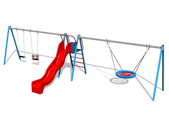 Triple chain swing Nest with slide RH6382KB - Blue (1,5 m)