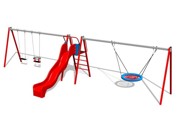 Triple chain swing Nest with slide RH6382KR - Red (1,5 m)