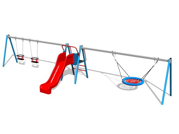 Triple chain swing Nest with slide RH6383KB - Blue (f.h. 1 m)