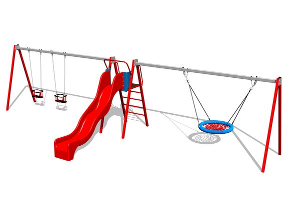 Triple chain swing Nest with slide RH6383KR - Red (1,5 m)